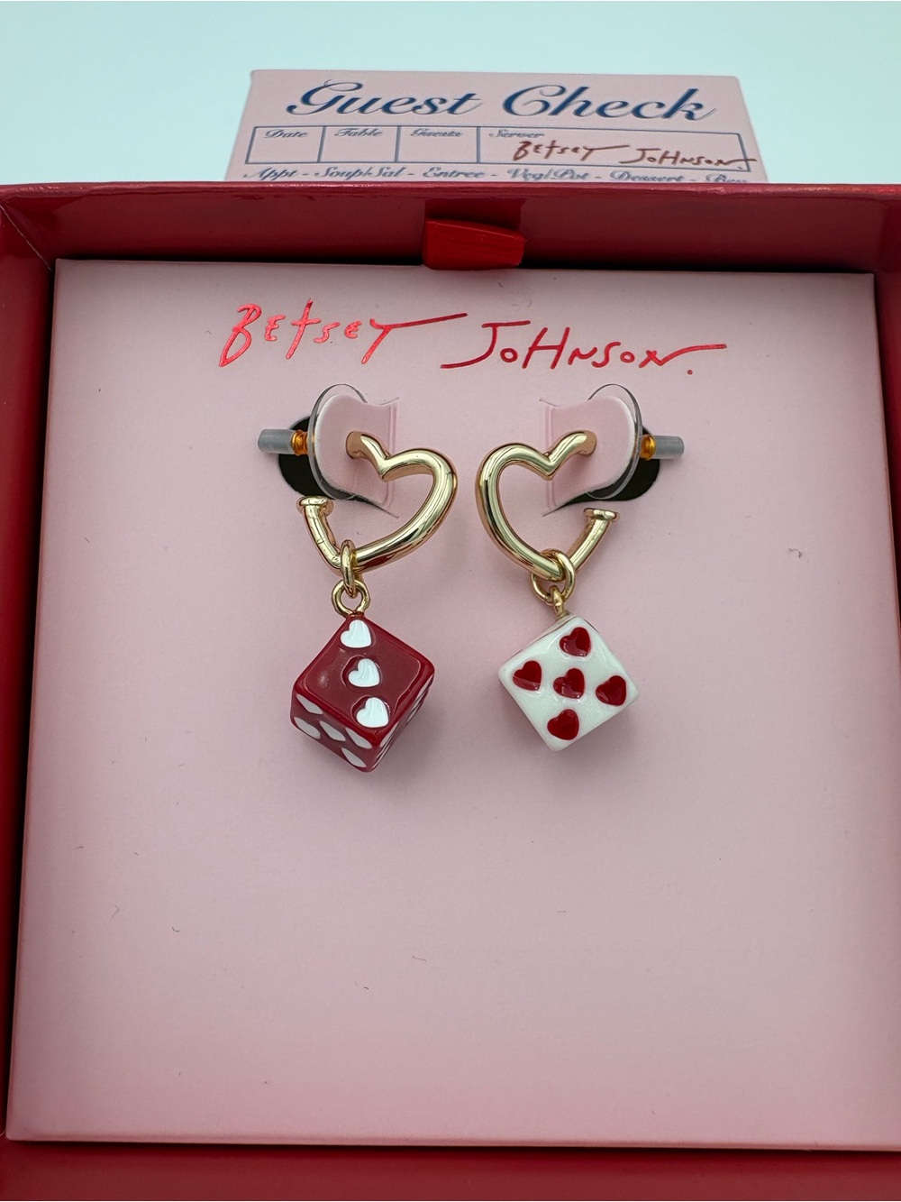 🎲💕 BETSEY JOHNSON HEART DICE EARRINGS — NEW! 💕🎲